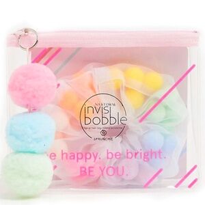 🎀 $9 - invisibobble invisi bobble rainbow Sprunchie Hair Tie Scrunchie w/poms